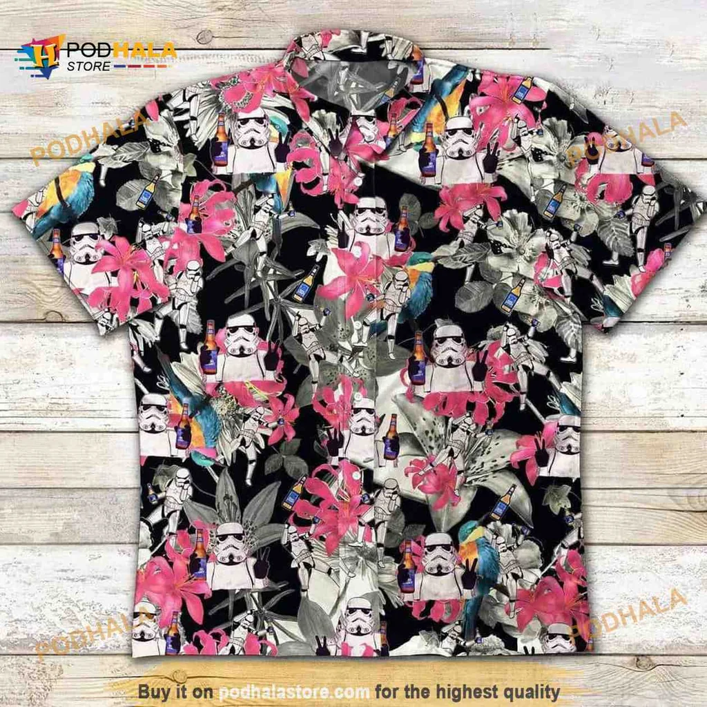Stormtrooper Bud Light Hawaiian Shirt With Pink Flowers