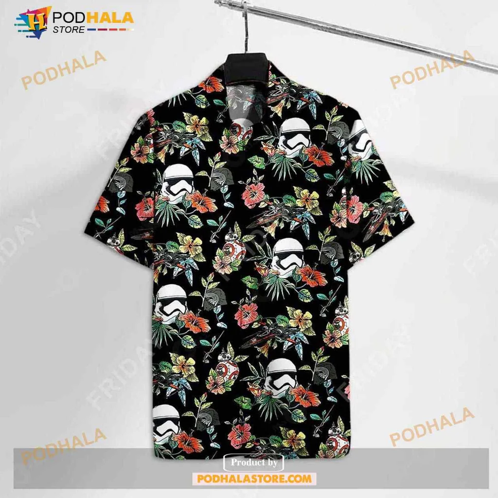 Stormtrooper Tropical Hawaiian Shirt With Colorful Floral Pattern