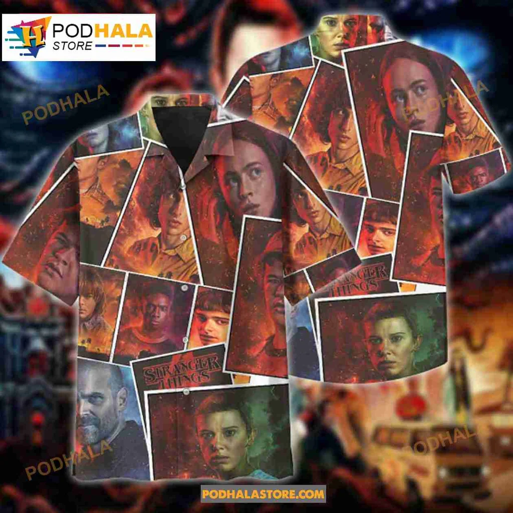 Stranger Things 4 Hawaiian Shirt Featuring Iconic Characters In Retro Design
