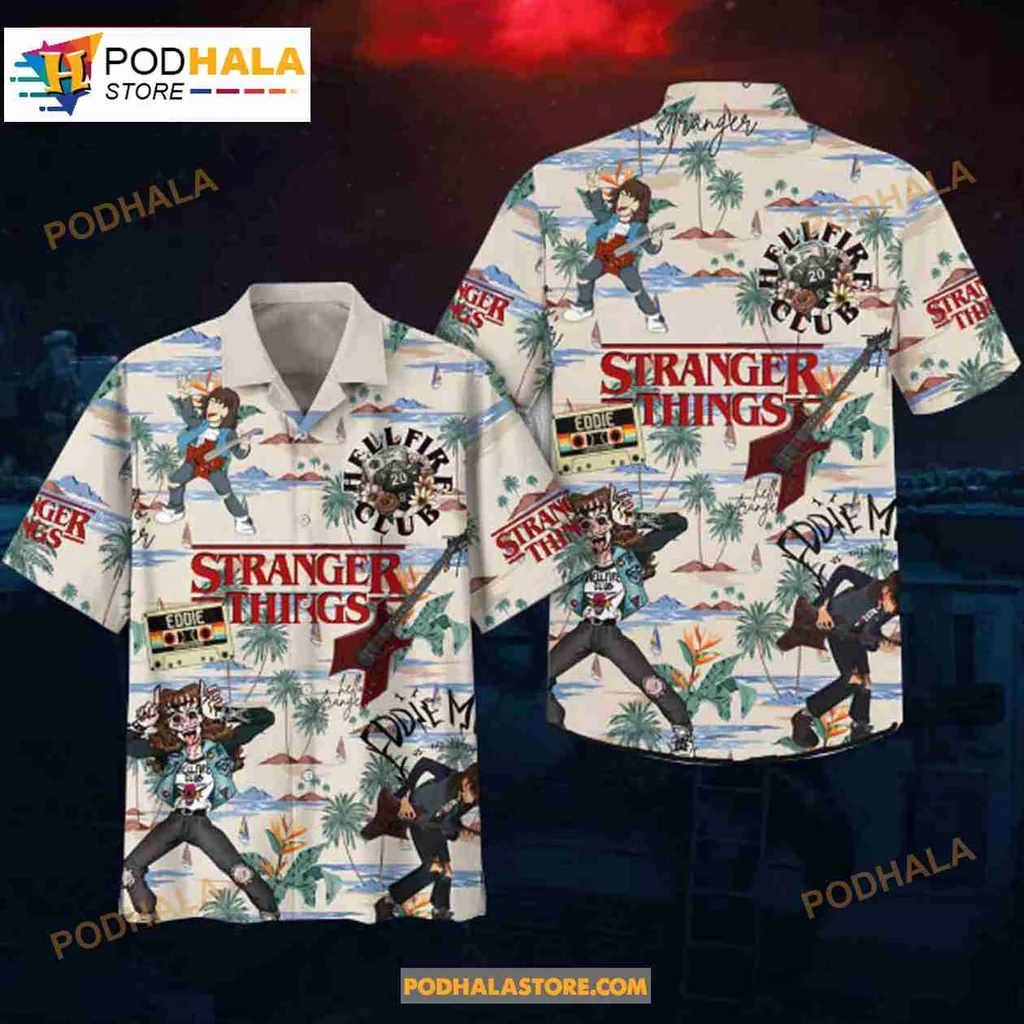 Stranger Things Hellfire Club Hawaiian Shirt With Vibrant Character Design