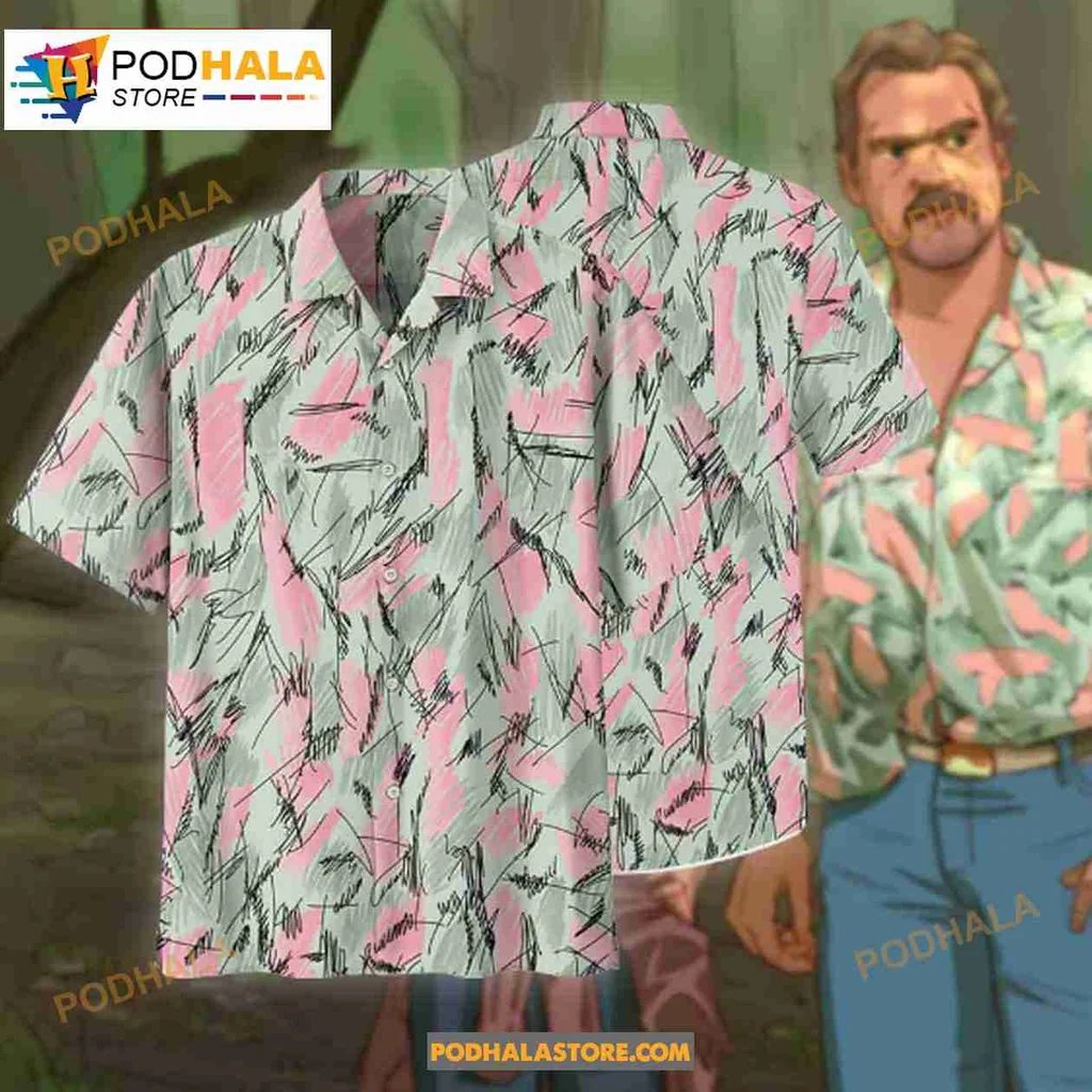 Stranger Things Jim Hopper Hawaiian Shirt With Retro Tropical Design