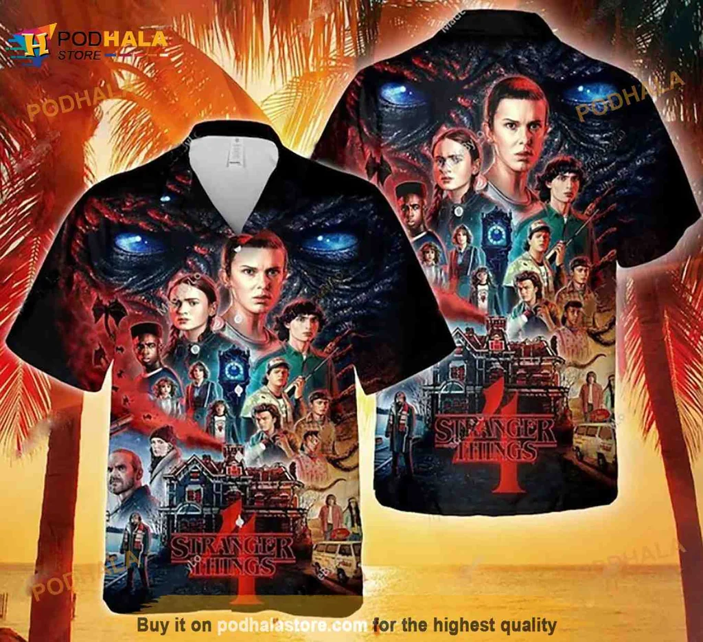 Stranger Things Retro Hawaiian Shirt Featuring Eleven And Mike