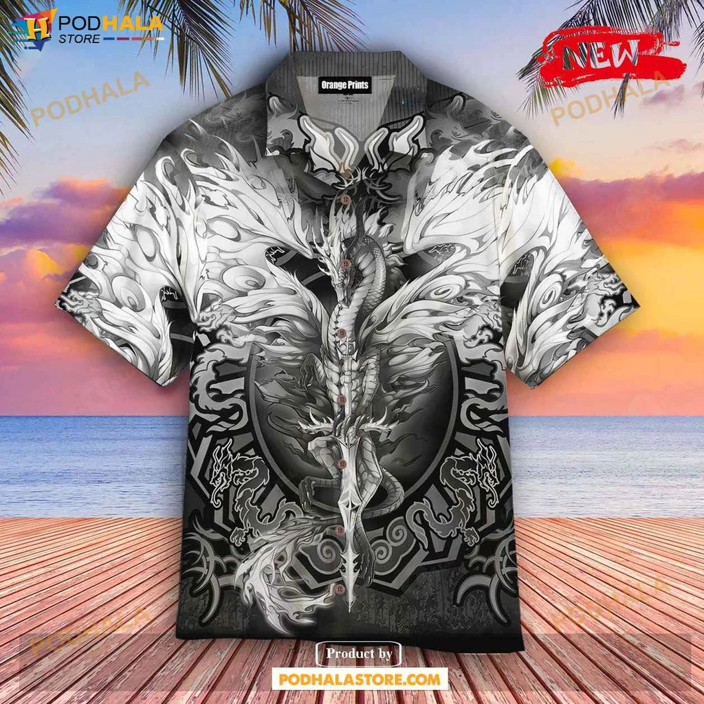 Stylish Dragon Aloha Shirt, Unique Summer Shirt For Fantasy And Anime Fans