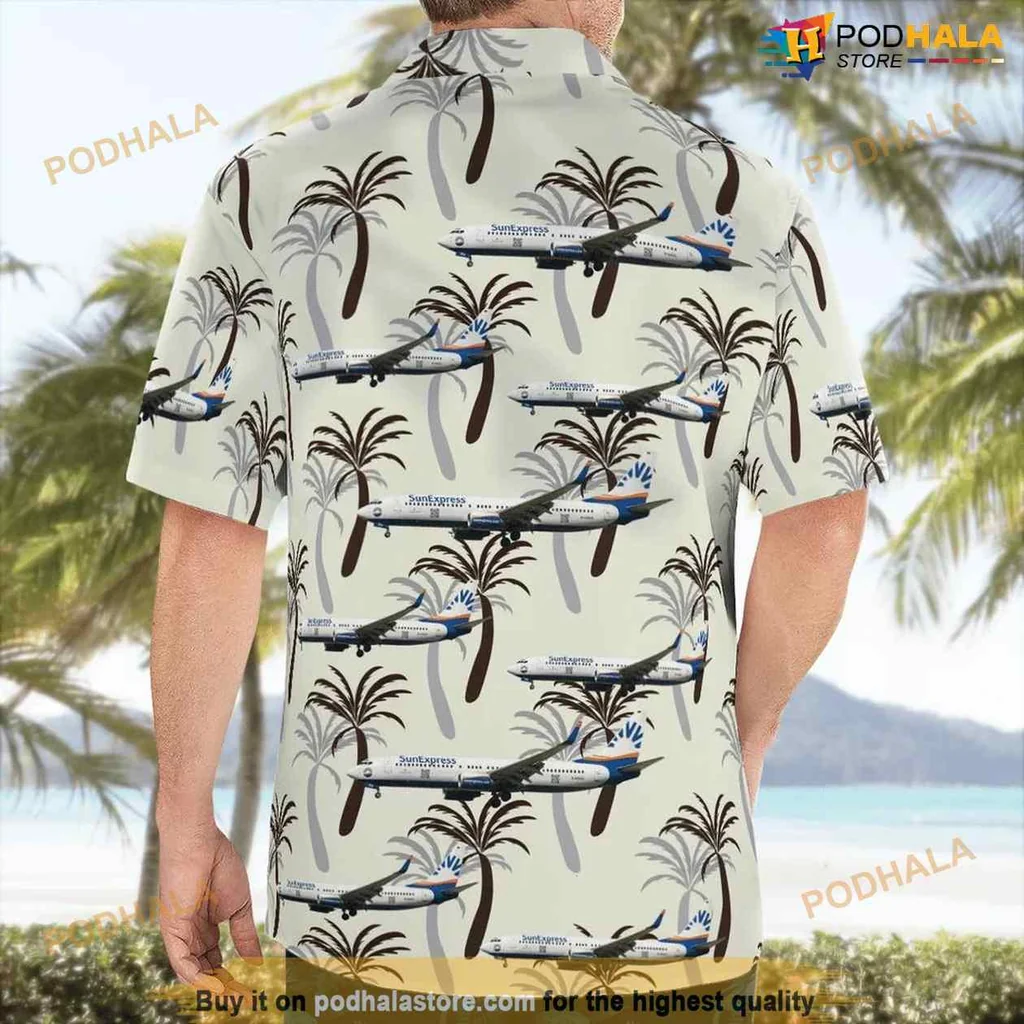 Sunexpress Aviation Aloha Shirt With Palm Trees And Boeing 737 800 Design Sunexpress Aviation Aloha Shirt With Palm Trees And Boeing 737 800 Design