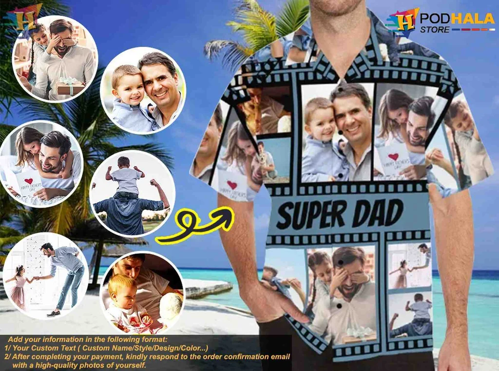 Super Dad Hawaiian Shirt, Personalized Collage Design For Family Moments