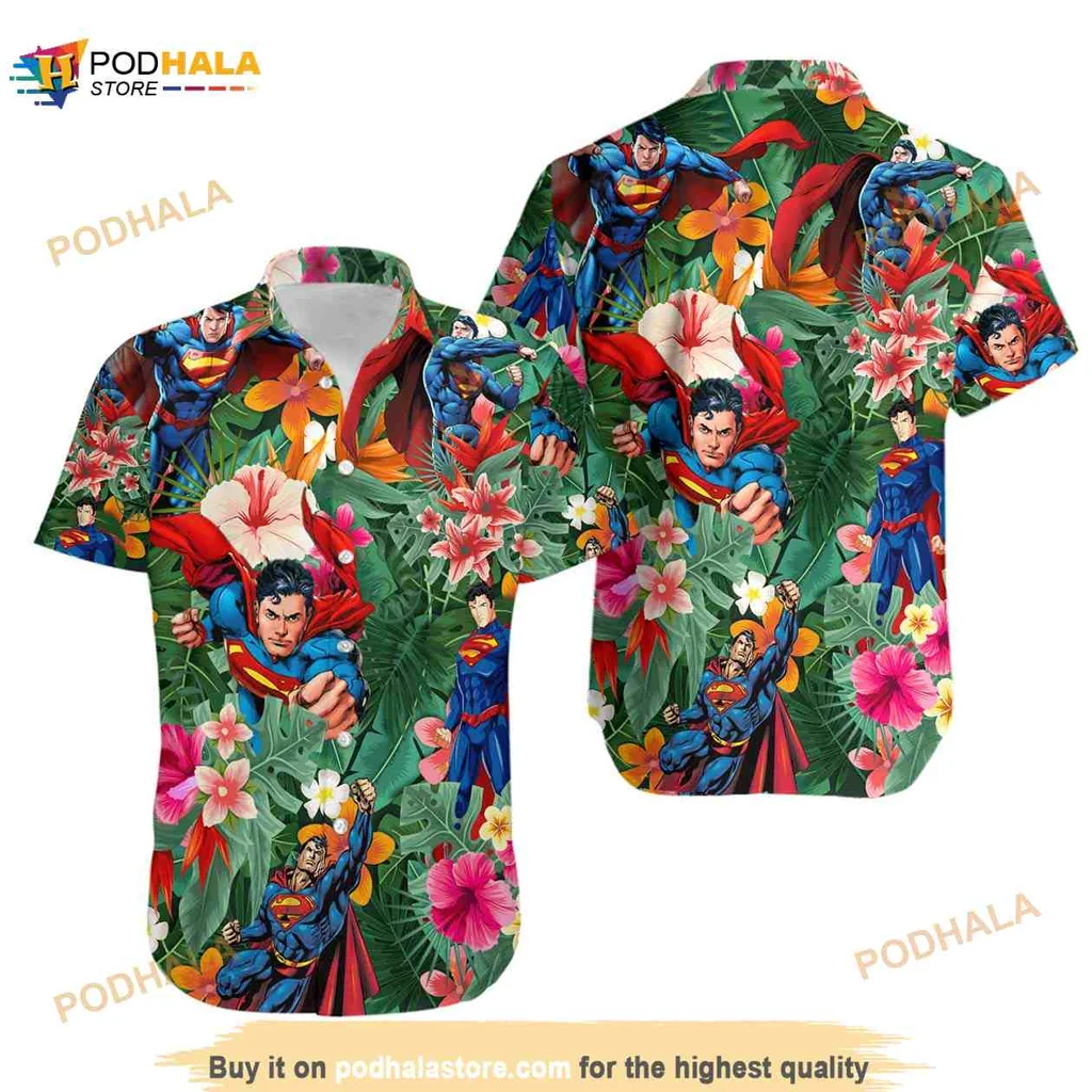 Superhero Tropical Hawaiian Shirt With Colorful Hibiscus And Lush Foliage