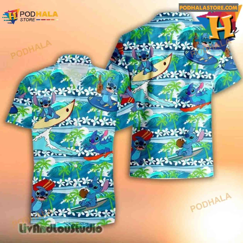 Surfing Tropical Aloha Shirt With Vibrant Beach Design