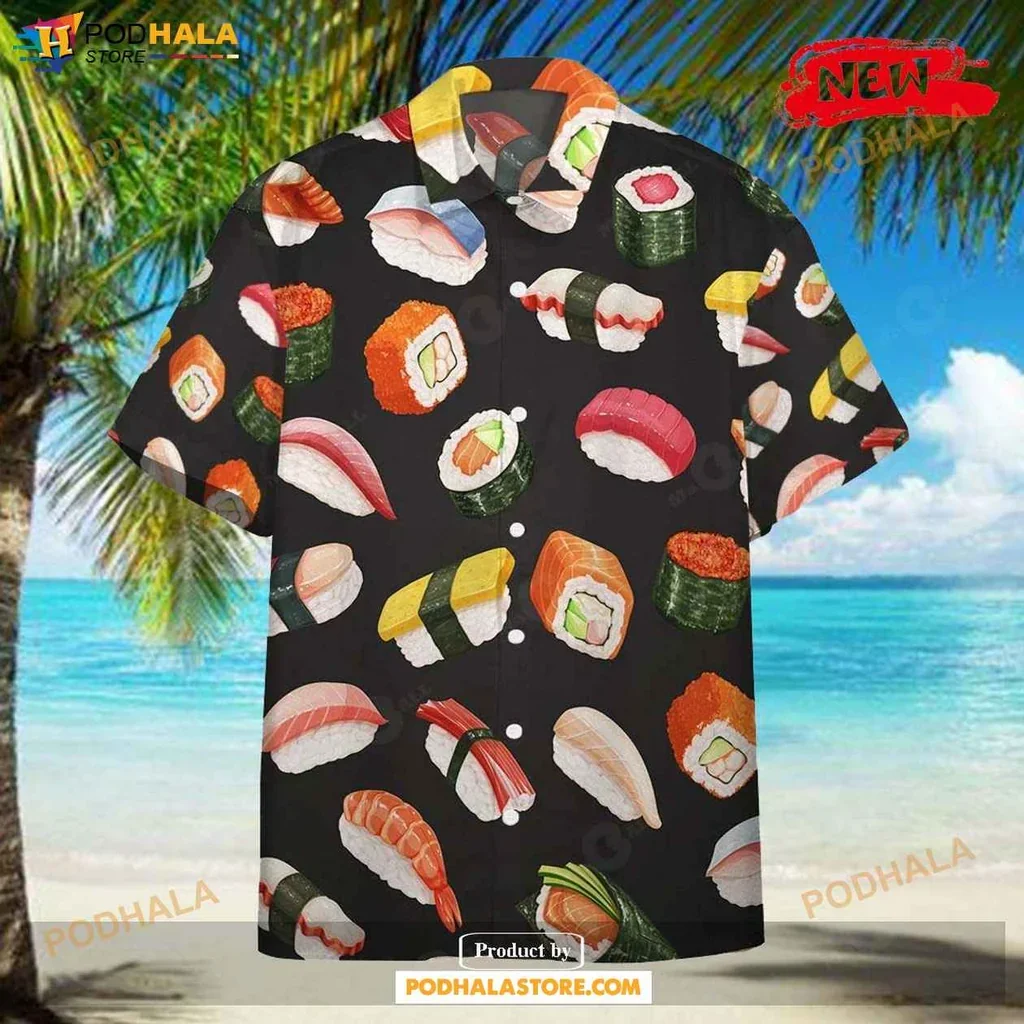 Sushi Lover Hawaiian Shirt, Vibrant Sushi Design For Casual Beach Parties