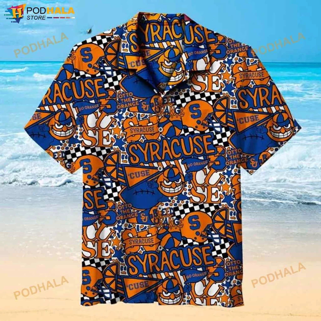 Syracuse Orange Football Hawaiian Shirt With Playful Cartoon Design
