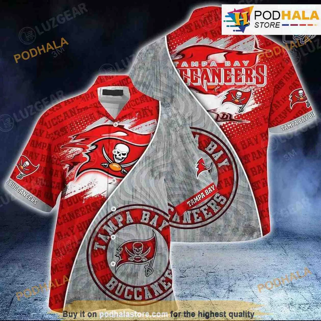 Tampa Bay Buccaneers Aloha Shirt Featuring Bold Team Logo And Tropical Design
