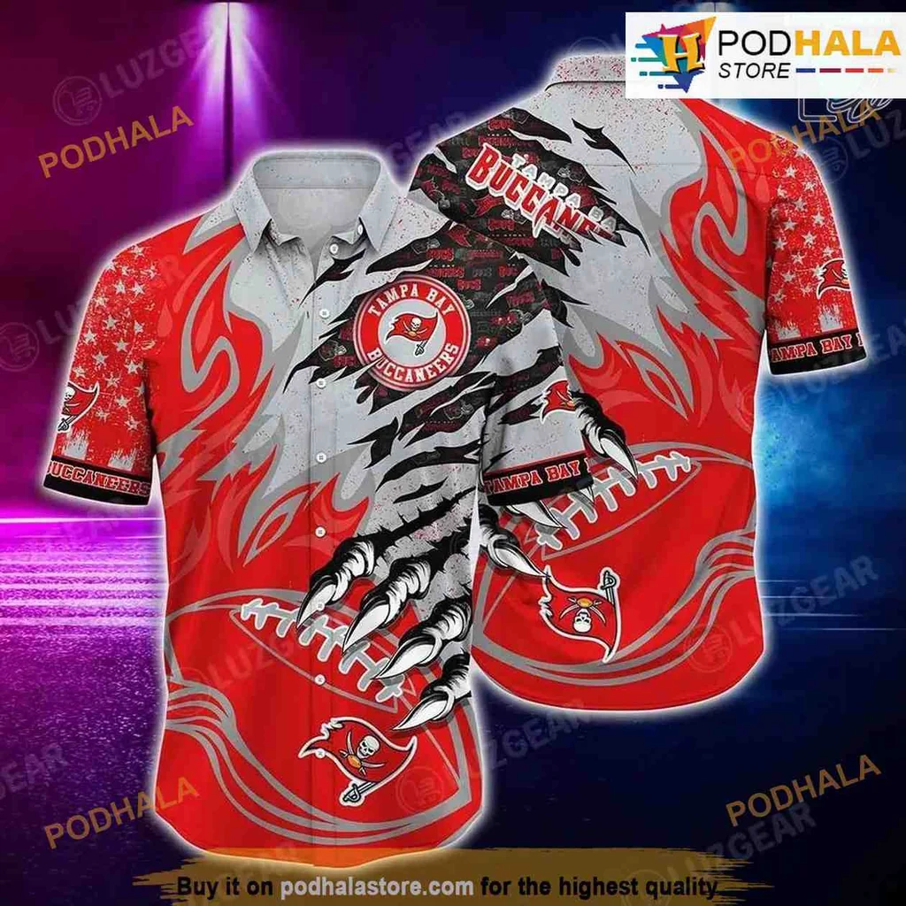 Tampa Bay Buccaneers Fiery Hawaiian Shirt With Bold Logo And Flames