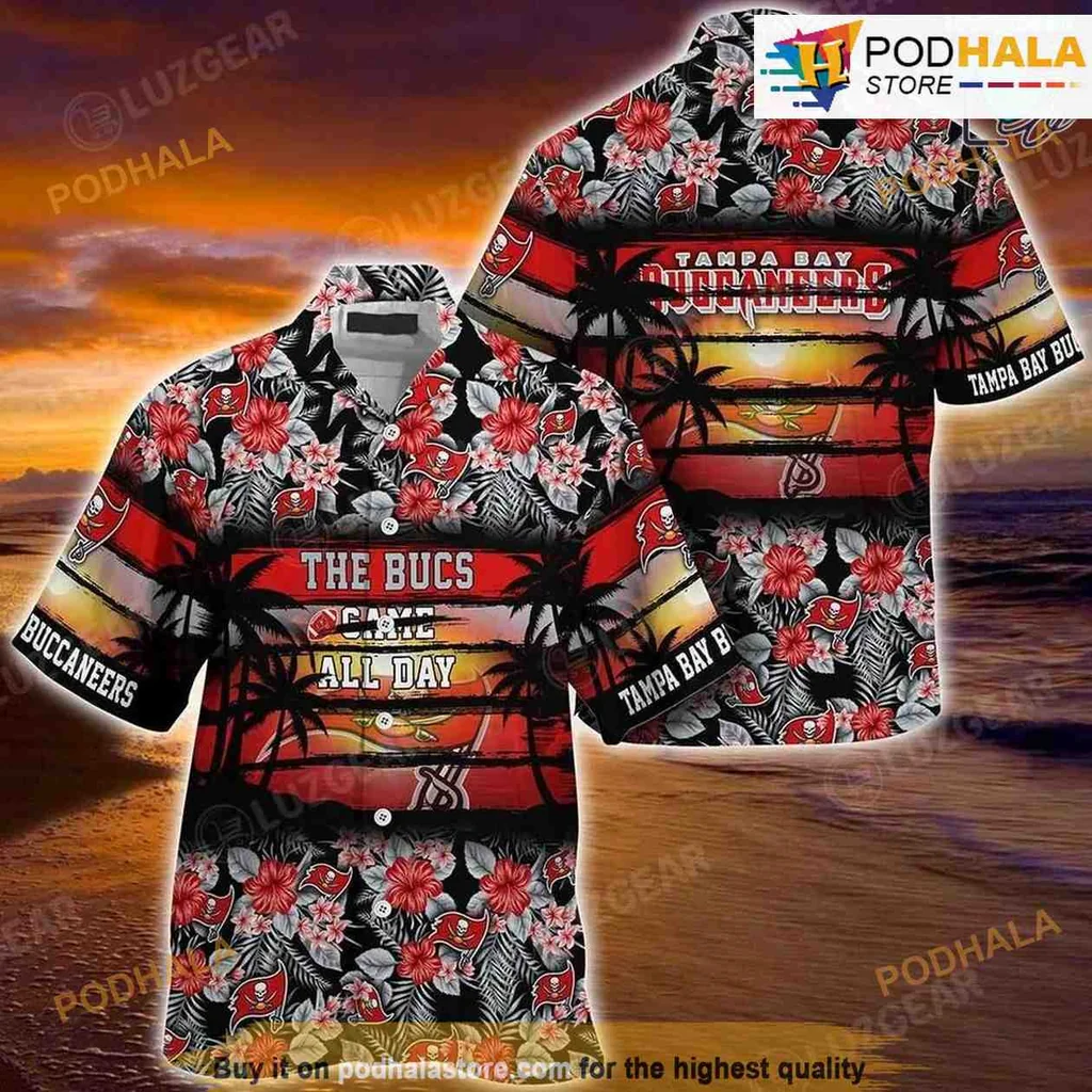 Tampa Bay Buccaneers Floral Hawaiian Shirt, The Bucs All Day Design