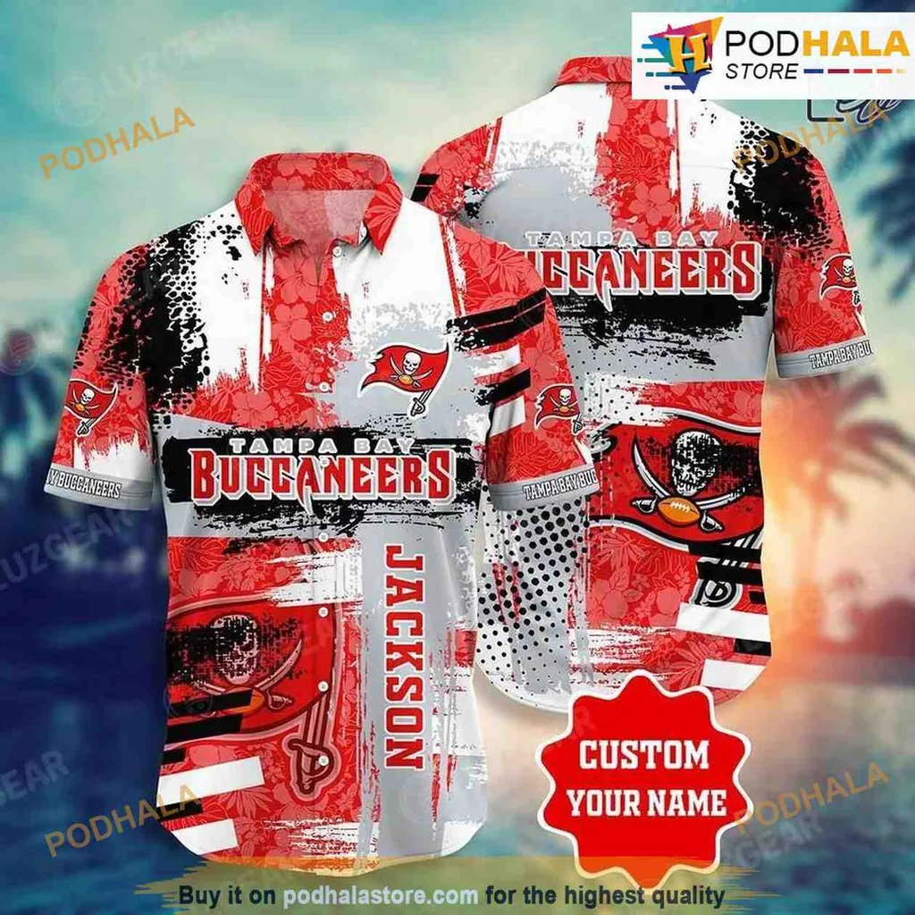 Tampa Bay Buccaneers Floral Hawaiian Shirt With Customizable Name Option