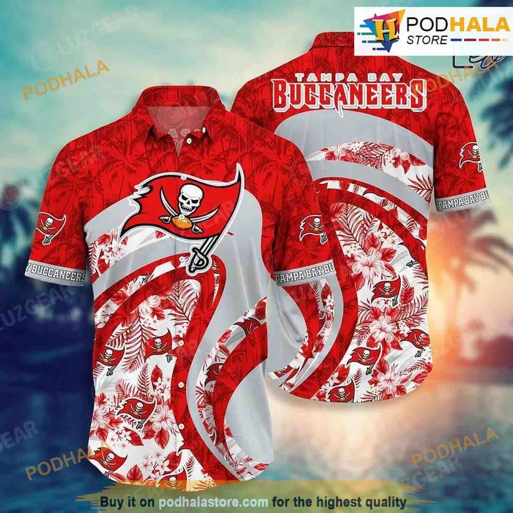 Tampa Bay Buccaneers Floral Hawaiian Shirt With Hibiscus Design