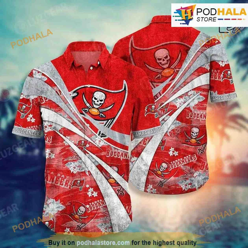 Tampa Bay Buccaneers Floral Hawaiian Shirt With Team Logo And Tropical Design