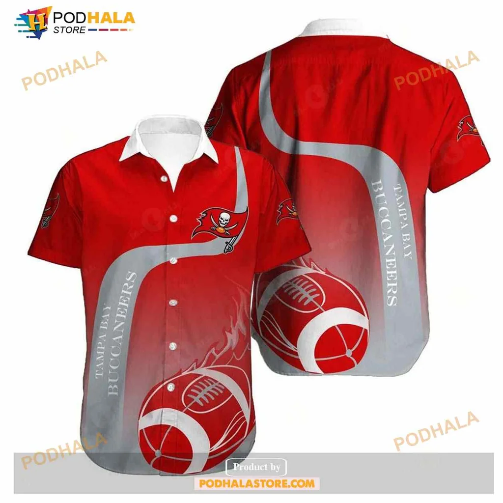Tampa Bay Buccaneers Hawaiian Shirt With Bold Logo And Football Graphics
