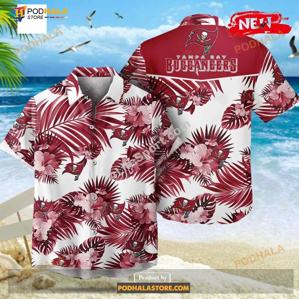 Tampa Bay Buccaneers Hawaiian Shirt With Palm Leaves And Team Logo