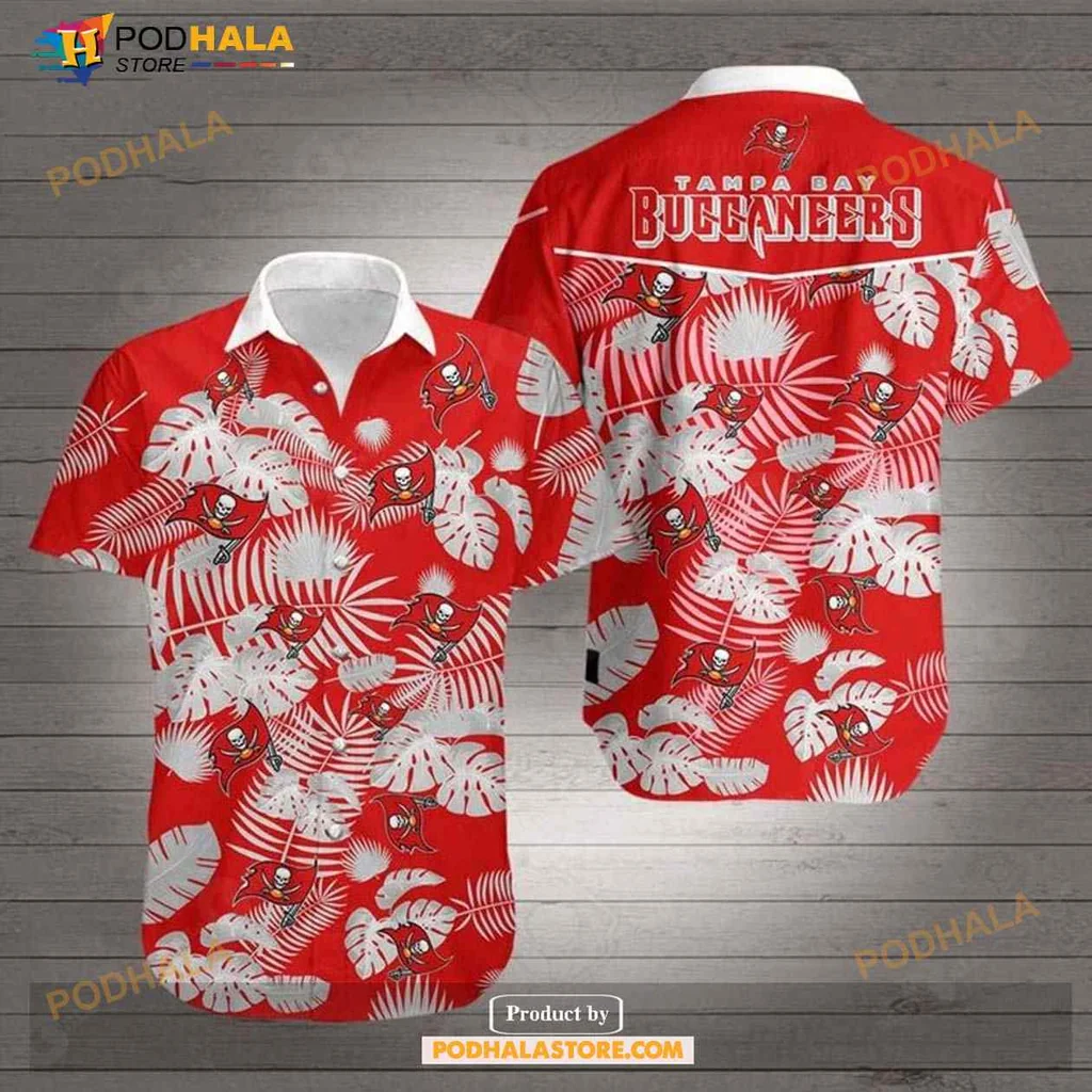 Tampa Bay Buccaneers Hawaiian Shirt With Tropical Leaves Design