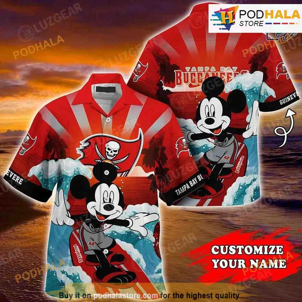 Tampa Bay Buccaneers Mickey Mouse Hawaiian Shirt Surfing Summer Fun