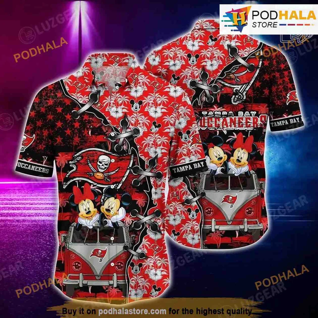 Tampa Bay Buccaneers Mickey Mouse Hawaiian Shirt With Pirate Design