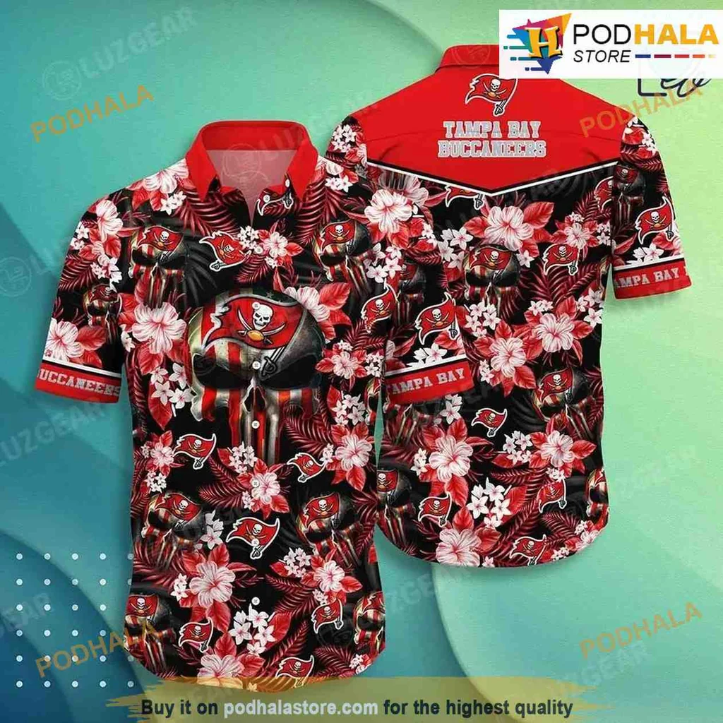 Tampa Bay Buccaneers Skull Hawaiian Shirt, Vibrant 3d Design For Summer Fun