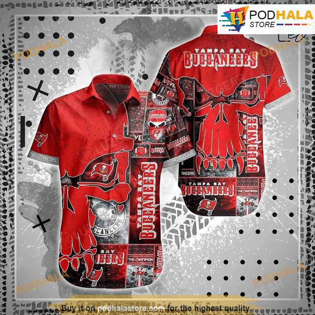 Tampa Bay Buccaneers Skull Hawaiian Shirt With Bold Red Design