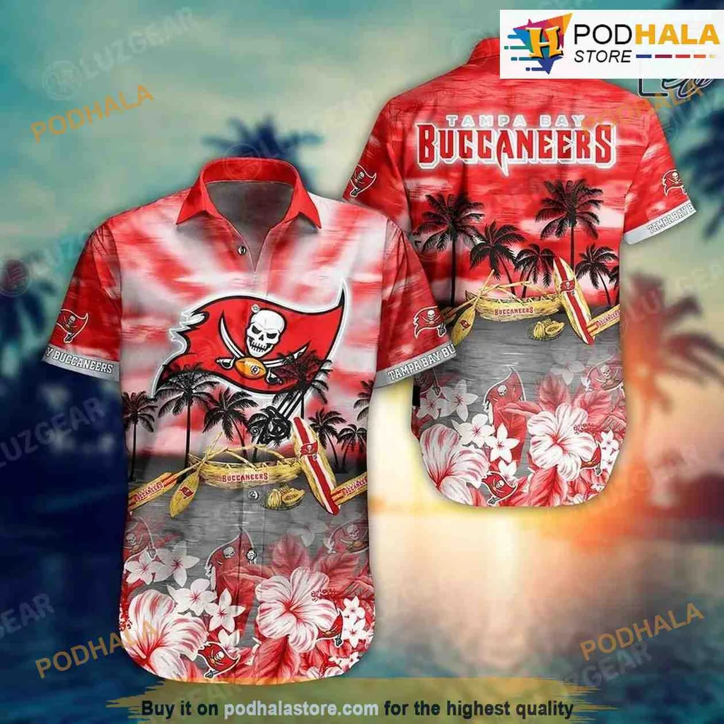 Tampa Bay Buccaneers Tropical Floral Shirt With Pirate Skull And Hibiscus