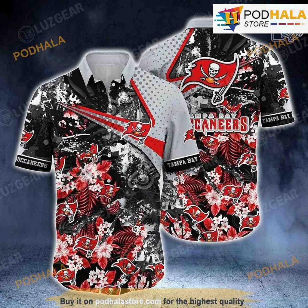 Tampa Bay Buccaneers Tropical Hawaiian Shirt With Bold Floral Design
