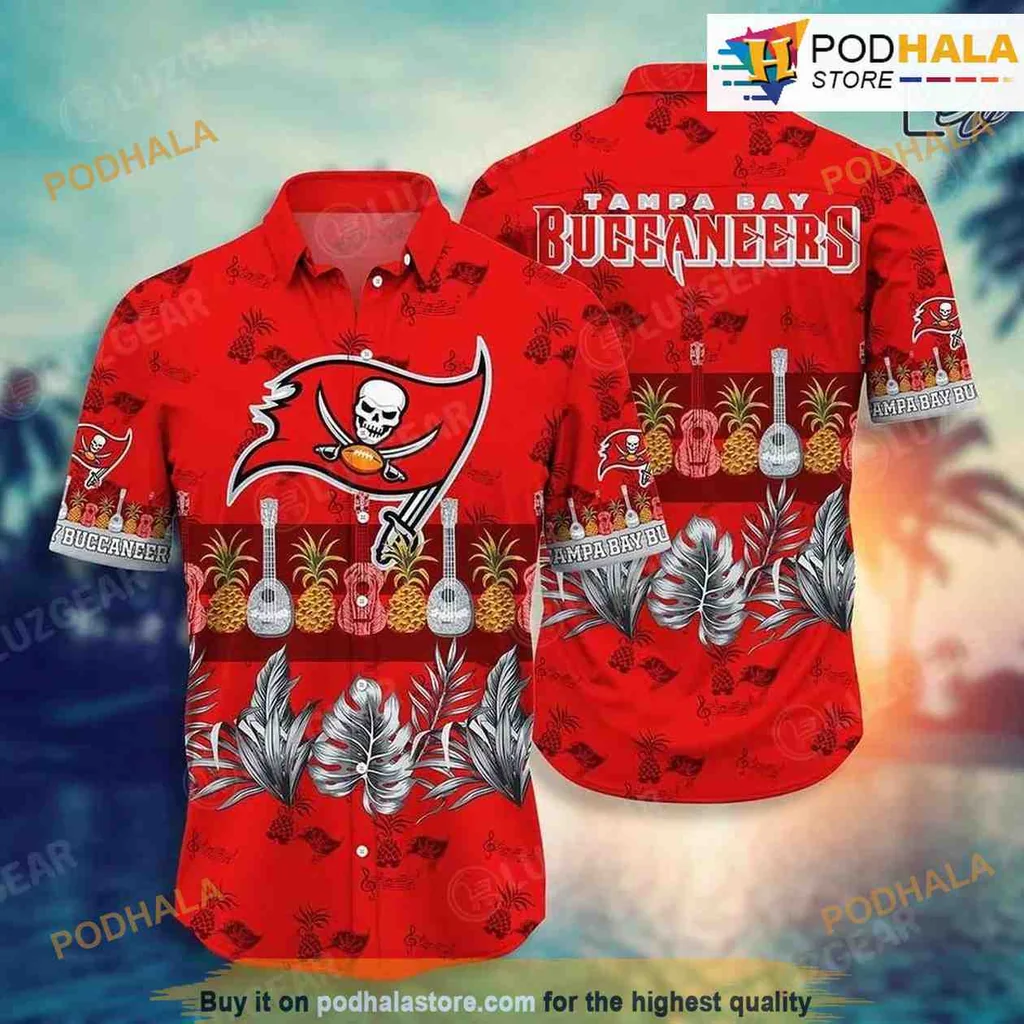Tampa Bay Buccaneers Tropical Hawaiian Shirt With Palm Leaves And Pineapples
