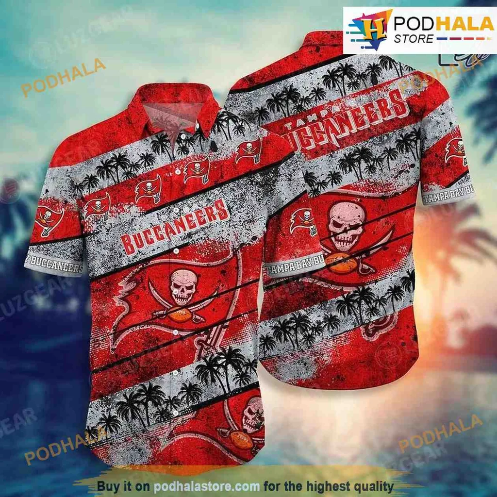 Tampa Bay Buccaneers Tropical Hawaiian Shirt With Palm Trees And Logo