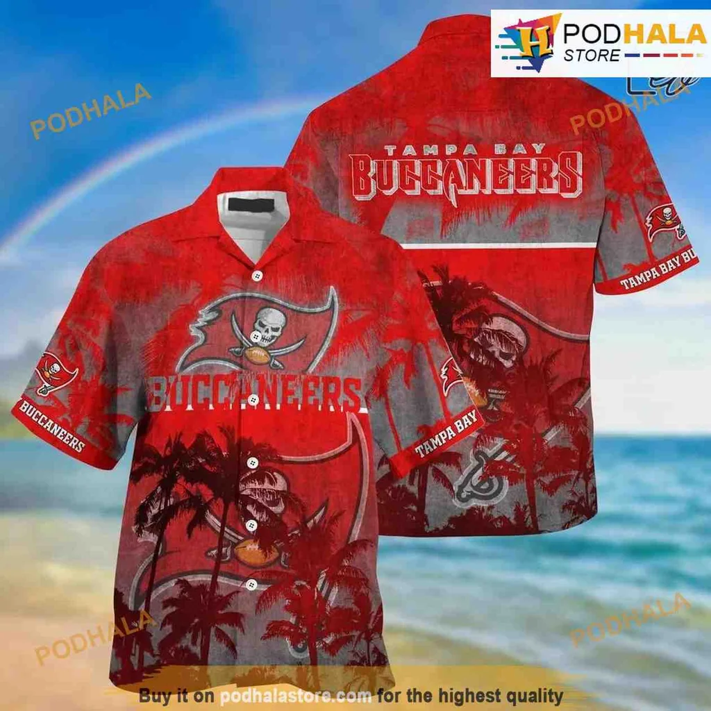 Tampa Bay Buccaneers Tropical Hawaiian Shirt With Palm Trees And Logo