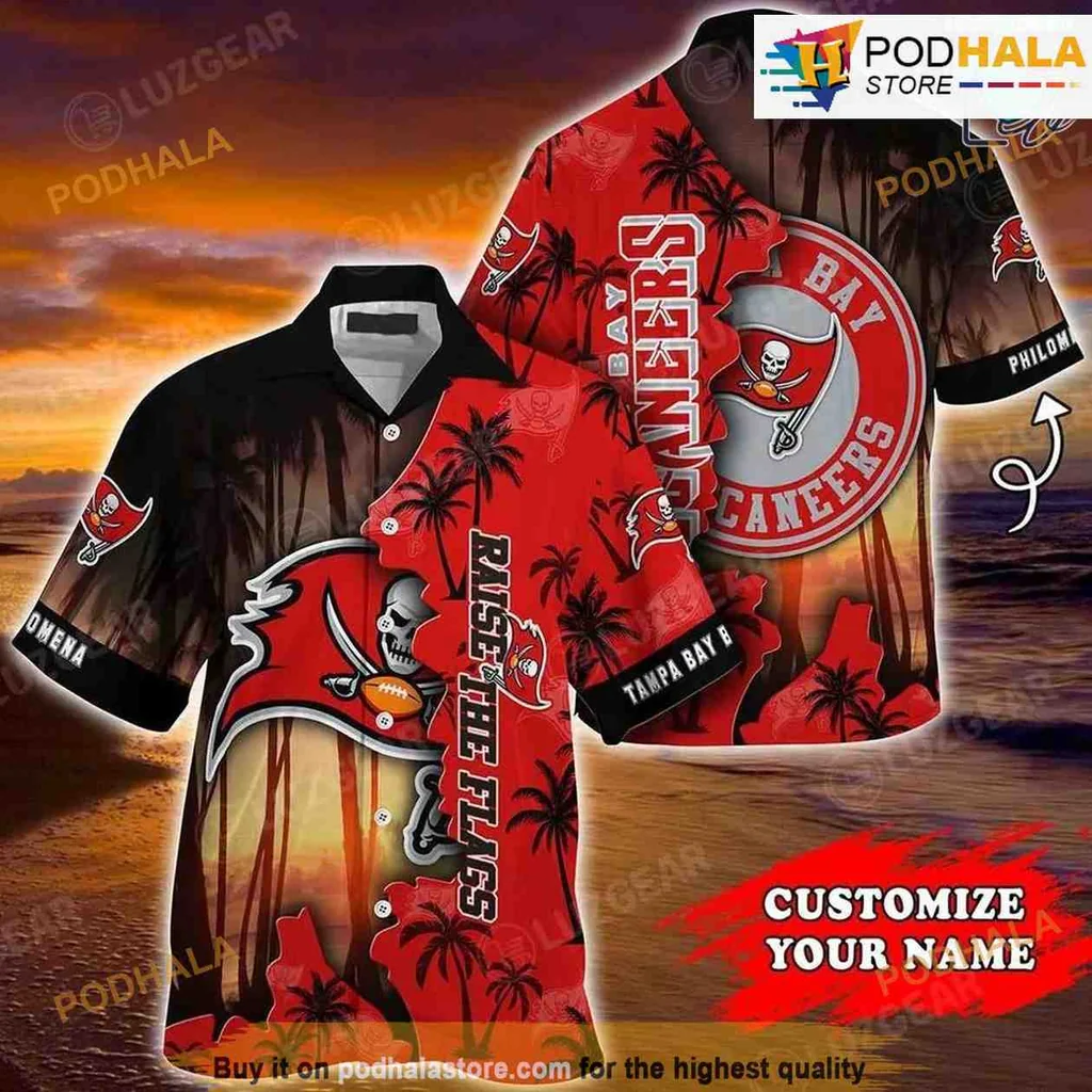 Tampa Bay Buccaneers Tropical Hawaiian Shirt With Palm Trees And Team Logo