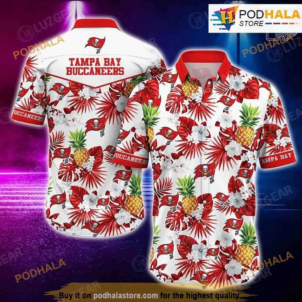 Tampa Bay Buccaneers Tropical Hawaiian Shirt With Vibrant Floral Design