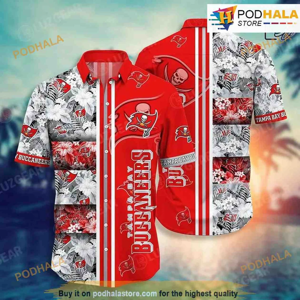 Tampa Bay Buccaneers Tropical Pattern Shirt With Vibrant Beach Design