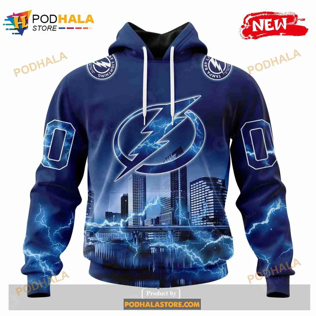 Tampa Bay Lightning 3d Hoodie With Bold Lightning Bolt Design