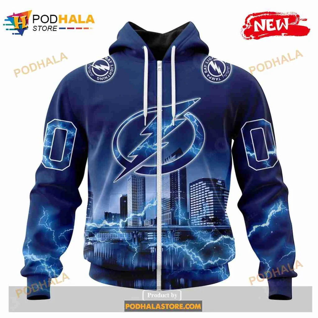 Tampa Bay Lightning All Over Print Hoodie With Bold Lightning Bolt Design Tampa Bay Lightning All Over Print Hoodie With Bold Lightning Bolt Design