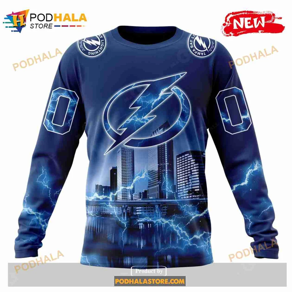 Tampa Bay Lightning 3D Print Hoodie With Bold Lightning Bolt Design Tampa Bay Lightning 3D Print Hoodie With Bold Lightning Bolt Design