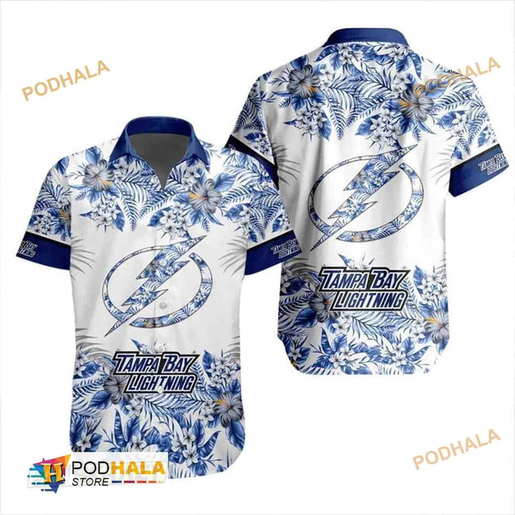 Tampa Bay Lightning Hawaiian Shirt With Tropical Floral Design