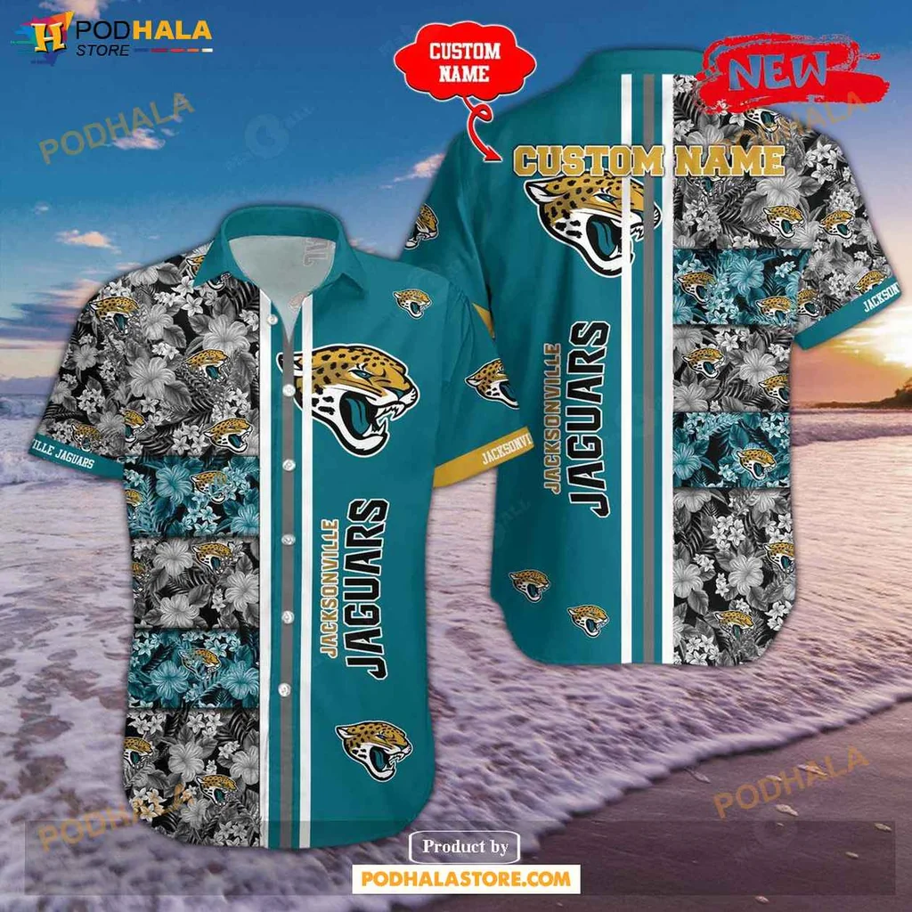 Teal Jacksonville Jaguars Hawaiian Shirt, Vibrant Tropical Design With Team Logo