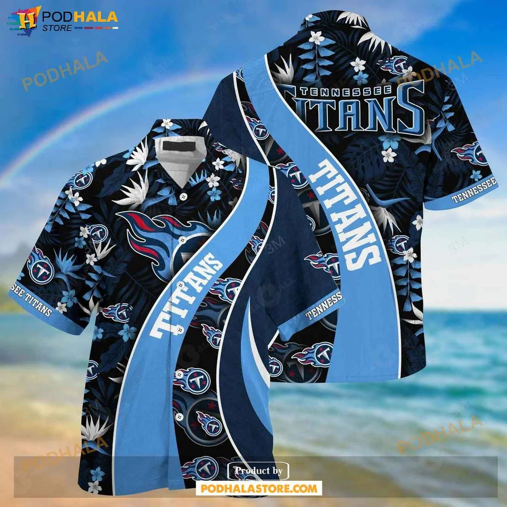 Tennessee Titans Aloha Shirt, Vibrant Tropical Design With Team Colors And Logo