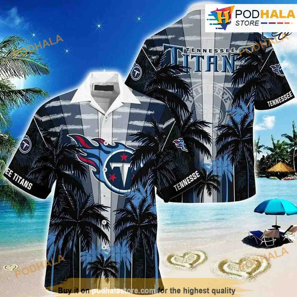Tennessee Titans Beach Shirt Featuring Vibrant Logo And Tropical Design