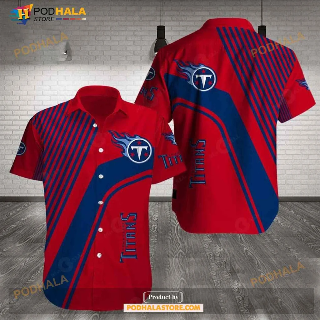 Tennessee Titans Fan Hawaiian Shirt With Bold Blue Stripes