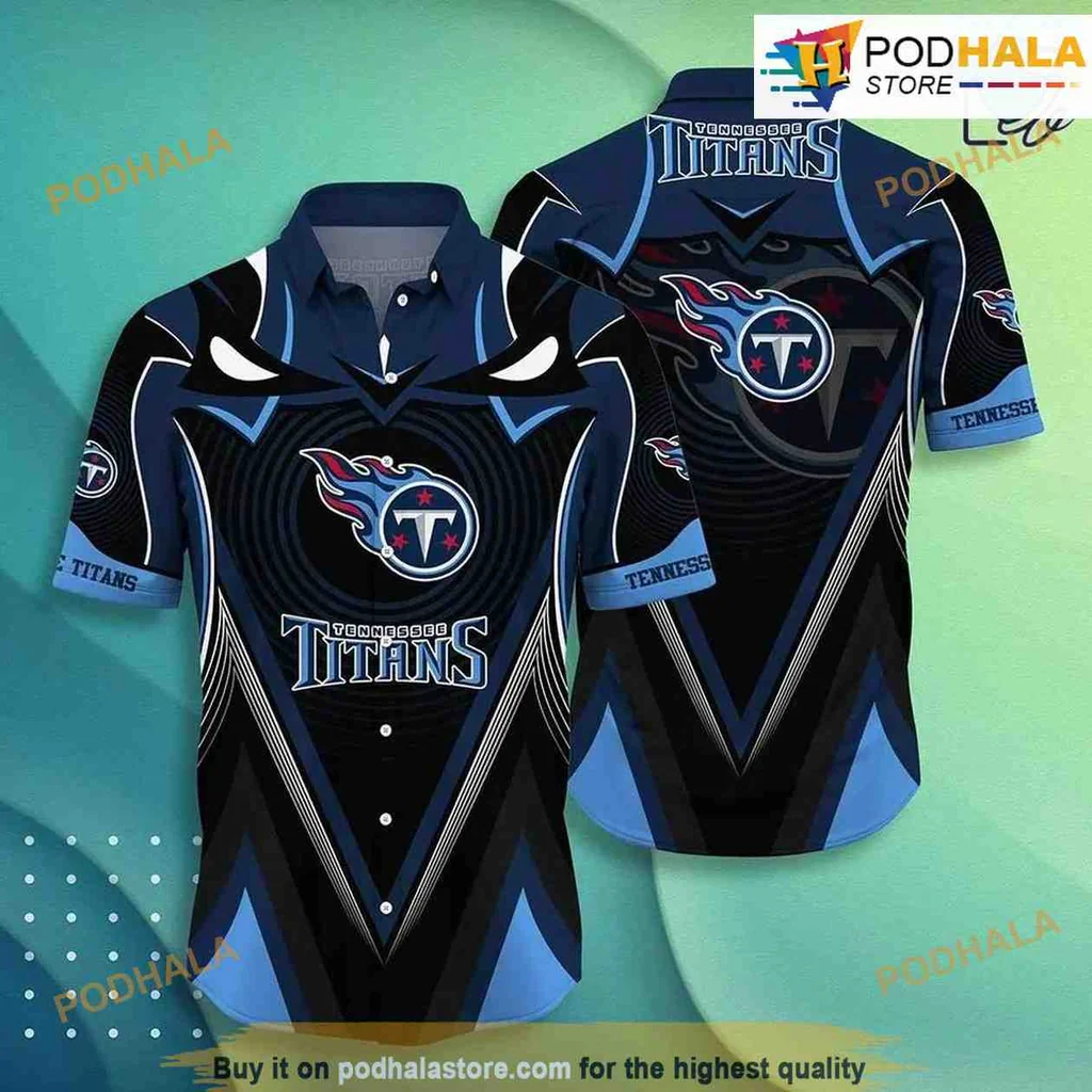 Tennessee Titans Hawaiian Shirt With Bold Logo And Geometric Patterns