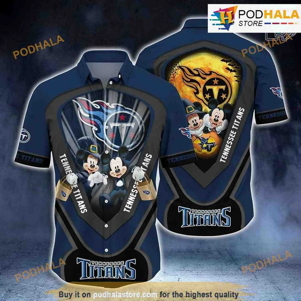 Tennessee Titans Mickey Mouse Hawaiian Shirt With Halloween Design
