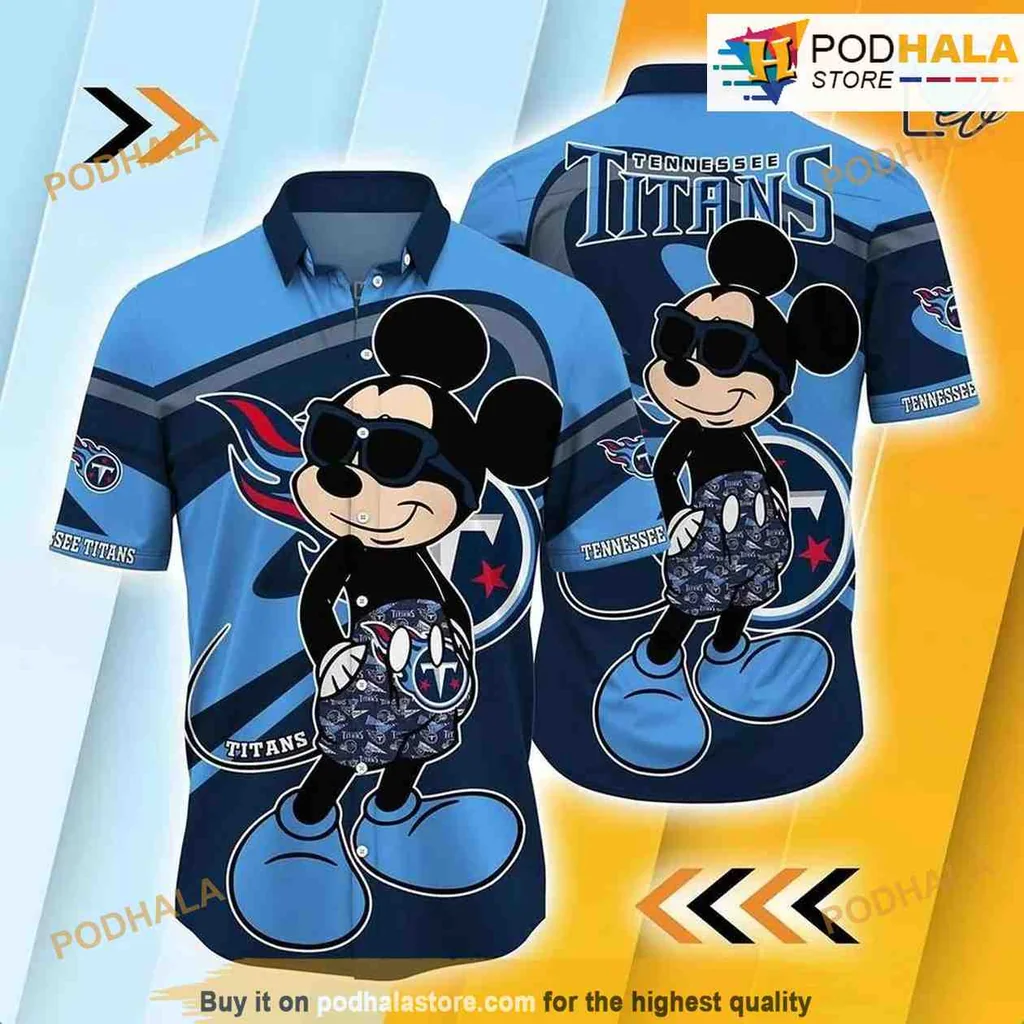 Tennessee Titans Mickey Mouse Hawaiian Shirt With Playful Design