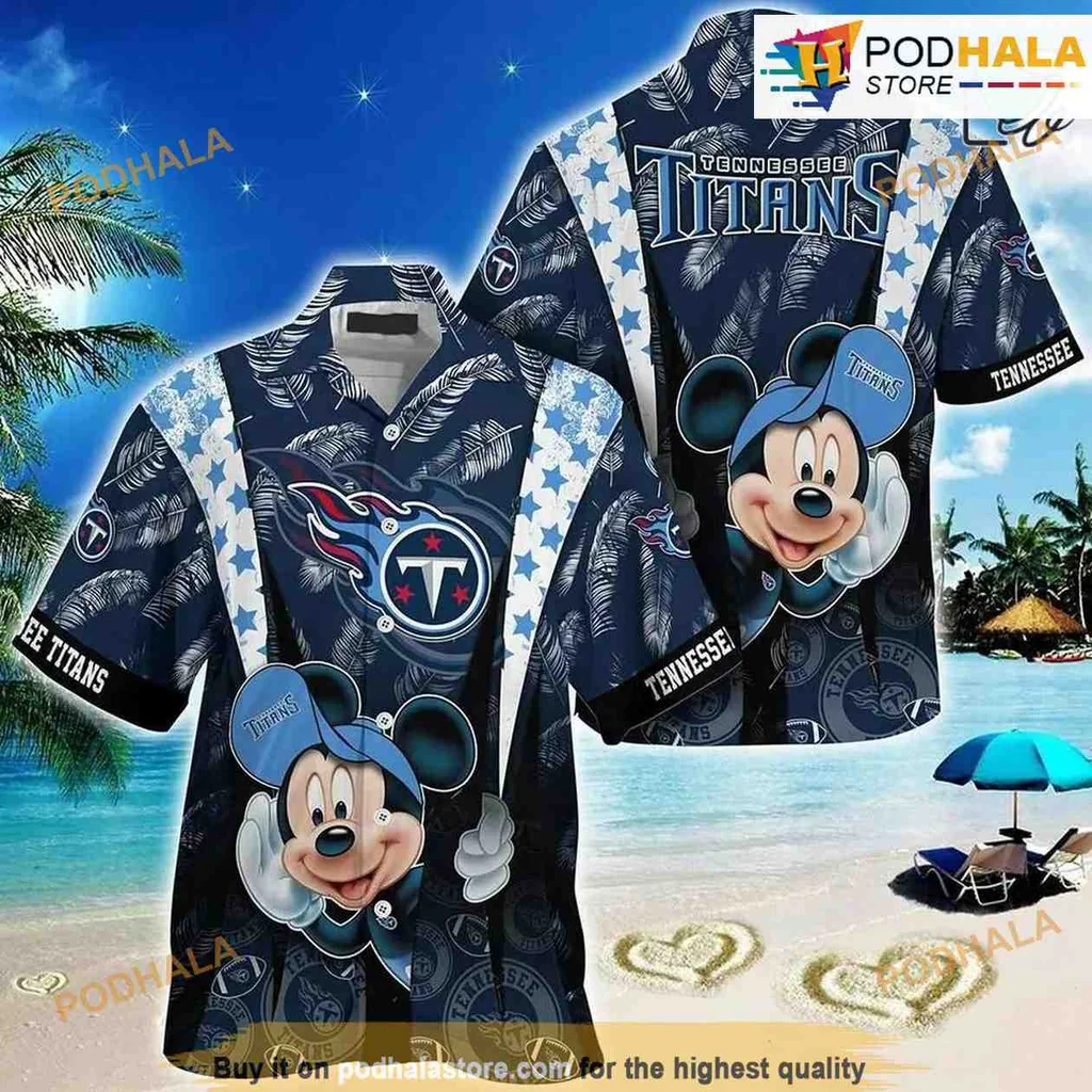 Tennessee Titans Mickey Mouse Hawaiian Shirt With Tropical Pattern