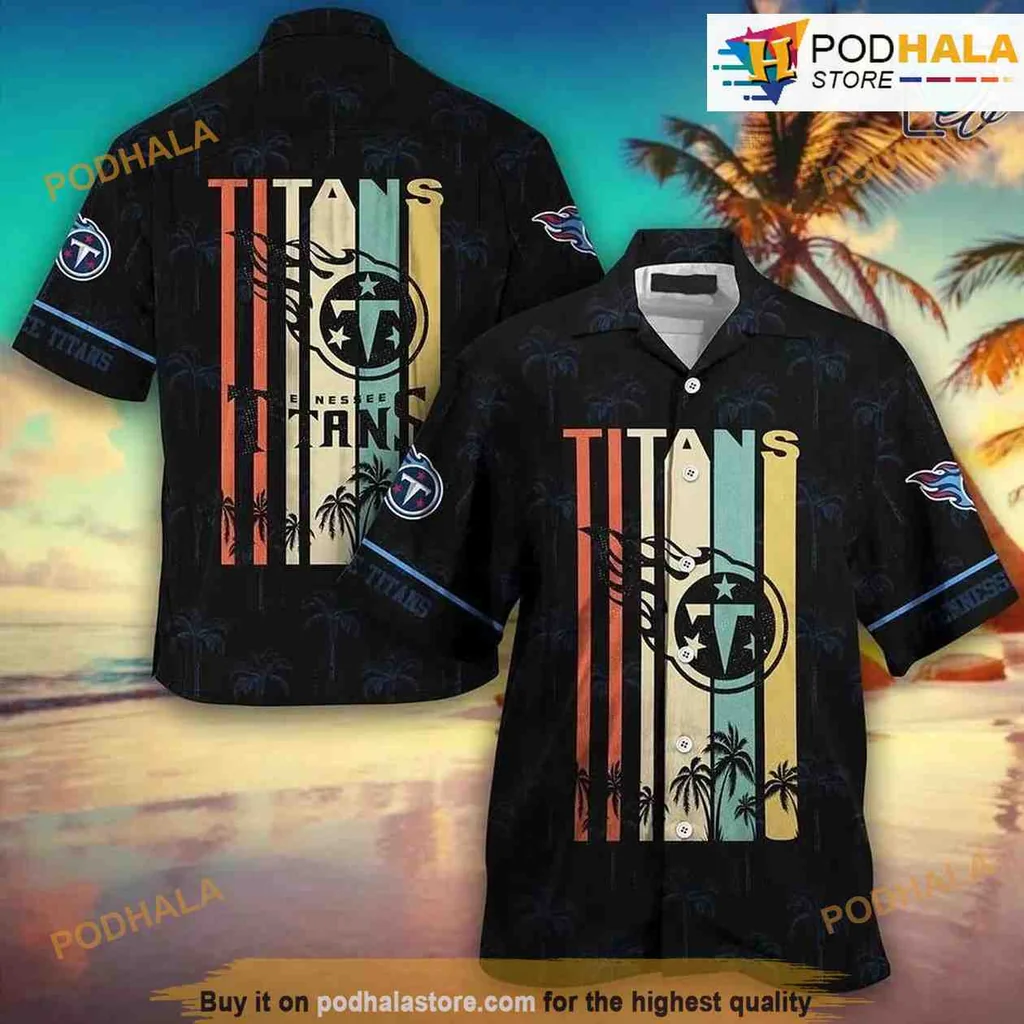 Tennessee Titans Retro Hawaiian Shirt With Sunset Design And Palm Trees