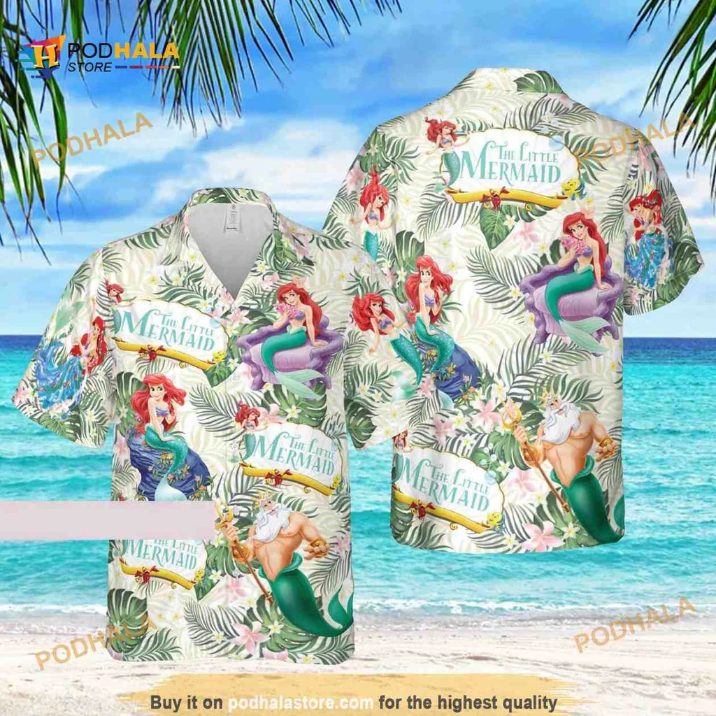 The Little Mermaid Hawaiian Shirt, Colorful Ariel Design For Disney Fans