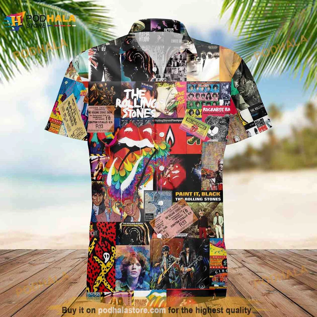 The Rolling Stones Vintage Hawaiian Shirt With Iconic Rock Graphics