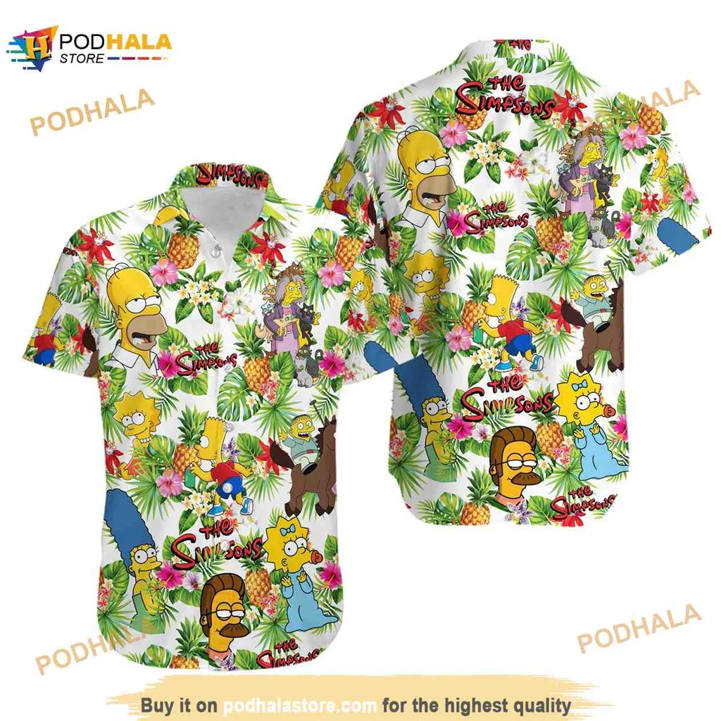 The Simpsons Tropical Aloha Shirt Featuring Homer Marge And Bart